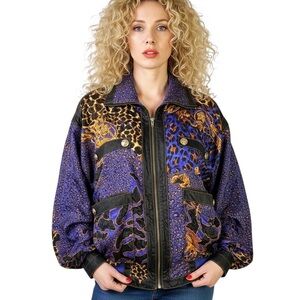 CLIPPER BAY JACKET BLUE YELLOW WINDBREAKER  VINTAGE OVERSIZED 80s JACKET MEDIUM